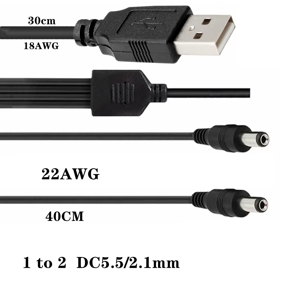 Cable conectado a una cámara de seguridad y una tira LED