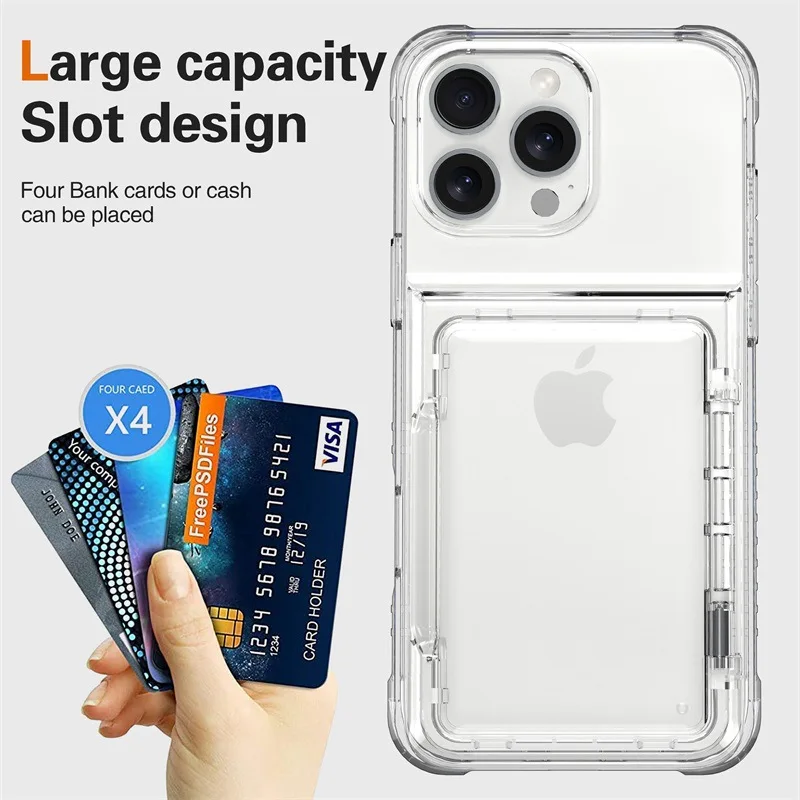 Funda Transparente para iPhone 16 Pro Max con Tapa Tarjetero - imagen 3