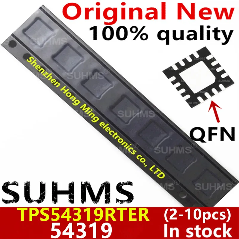 Vista superior del chip TPS54319 en encapsulado QFN-16