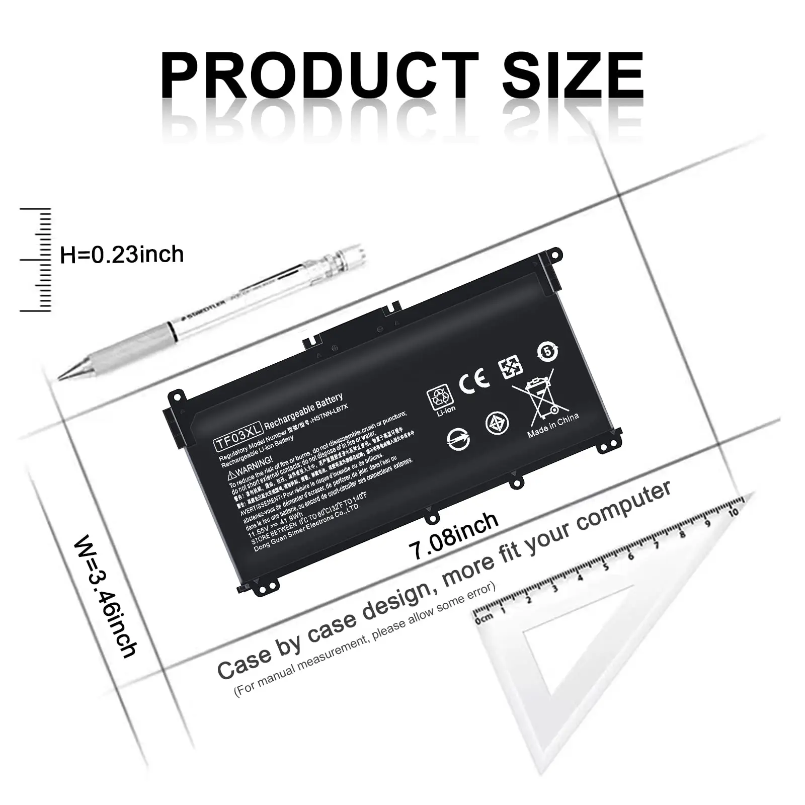 Batería TF03XL HP Pavilion - detalle conectores