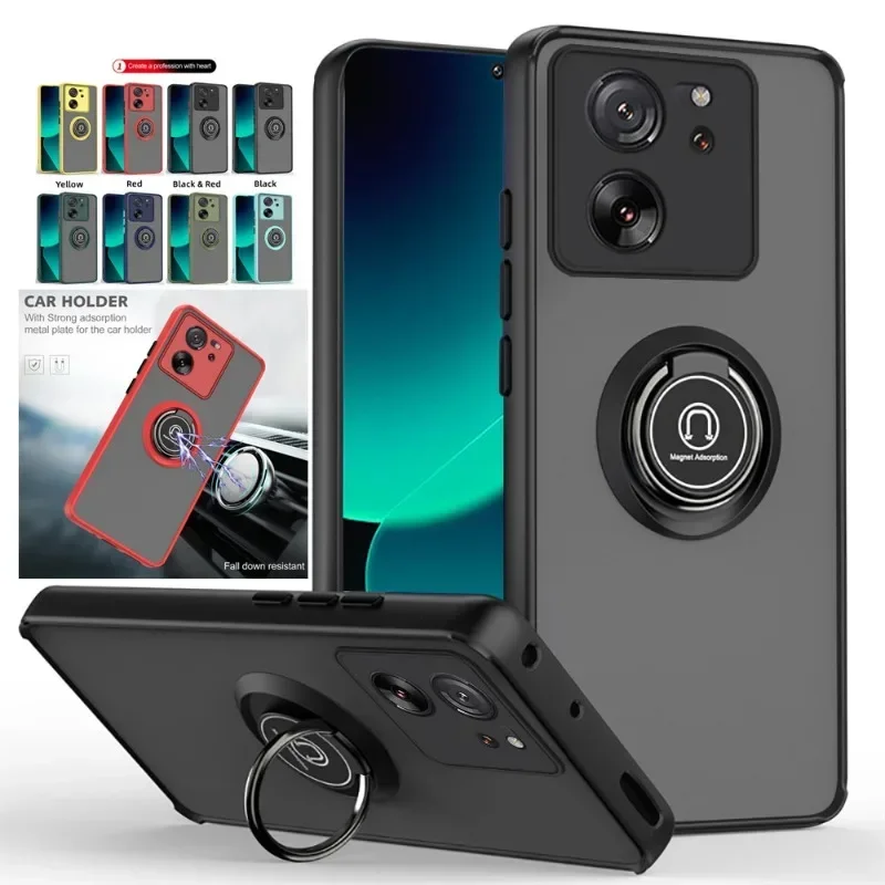 Funda Xiaomi 13T Pro Antigolpes Mate con Anillo y Soporte Magnético