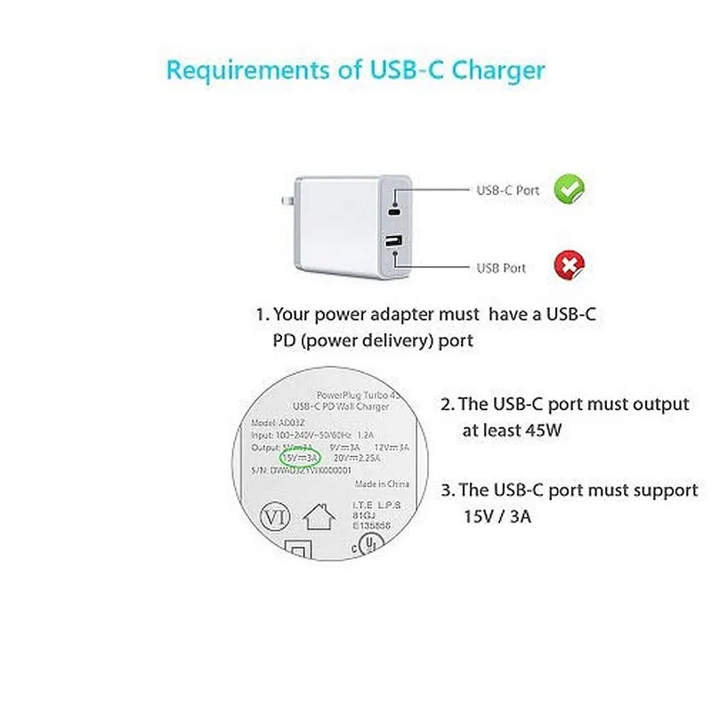 Cable de carga USB-C para Surface Pro