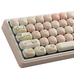 Bread Bear Teclas PBT para teclado mecánico MX, perfil redondeado rosa