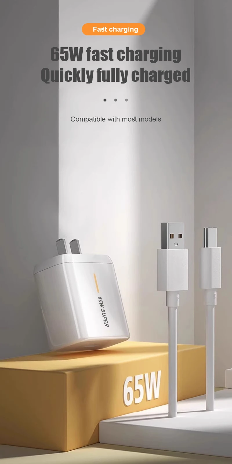 Cargador rápido 65W Supervooc para OPPO