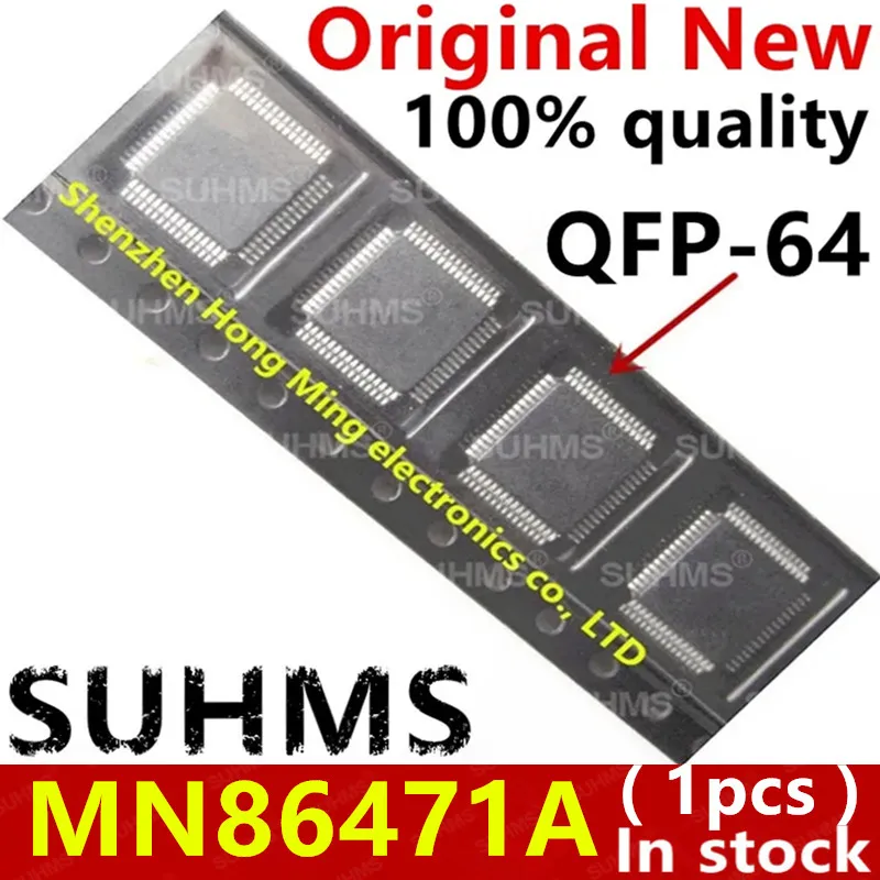 Vista frontal del chip MN86471A en encapsulado QFP-64