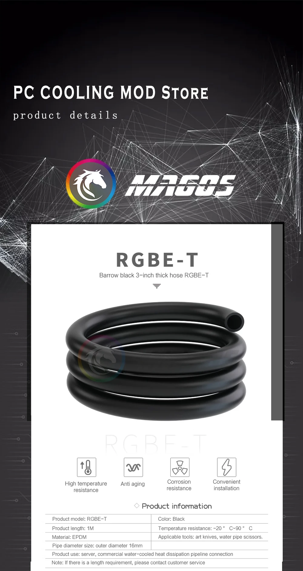 Barrow EPDM manguera en bucle de PC
