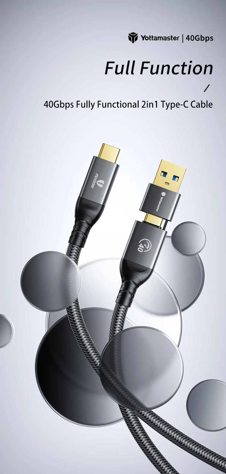 Cable USB4 40Gbps detalle de conectores