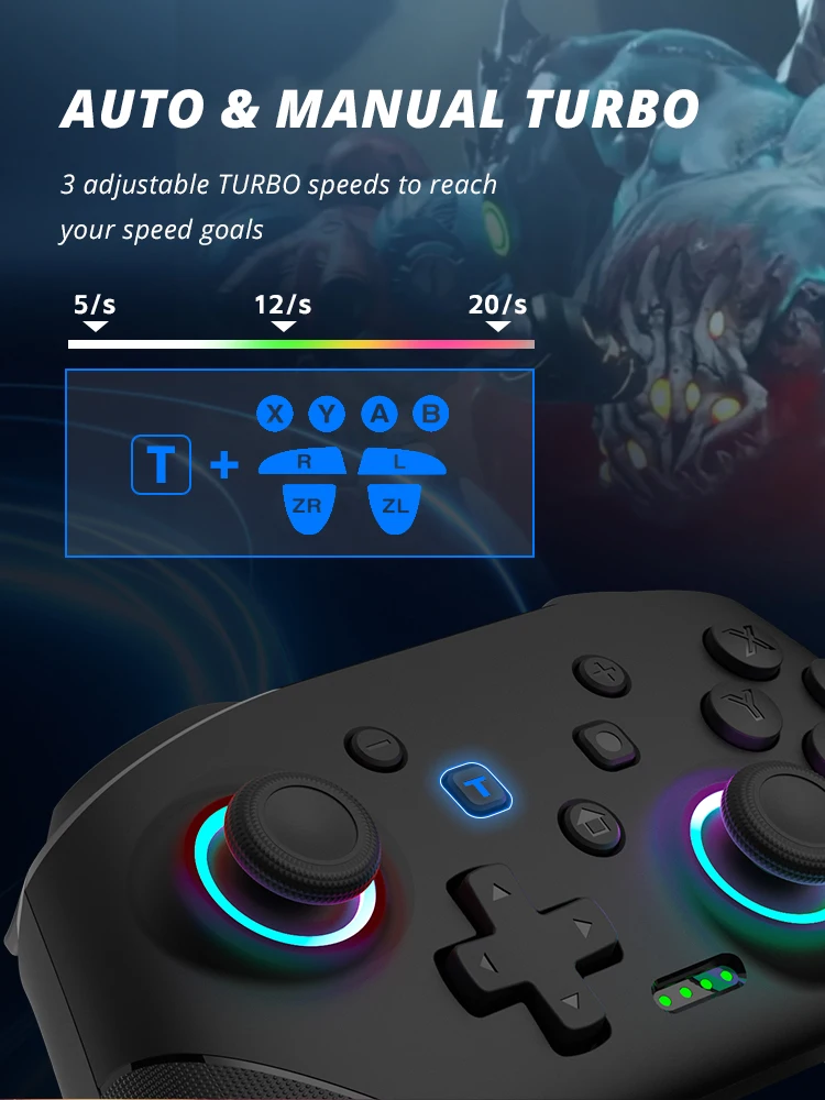 Mando Inalámbrico Nintendo Switch – Batería Recargable Función Turbo - imagen 3