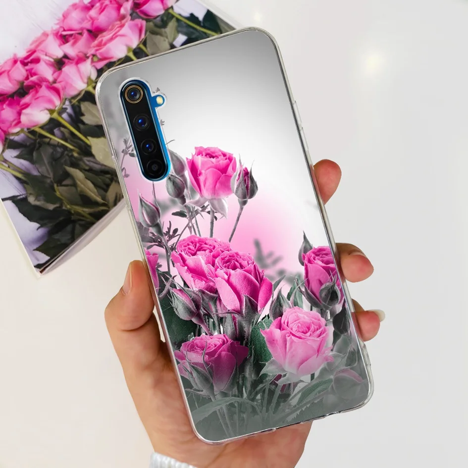 Funda frontal Realme 6 Pro con diseño floral espacial