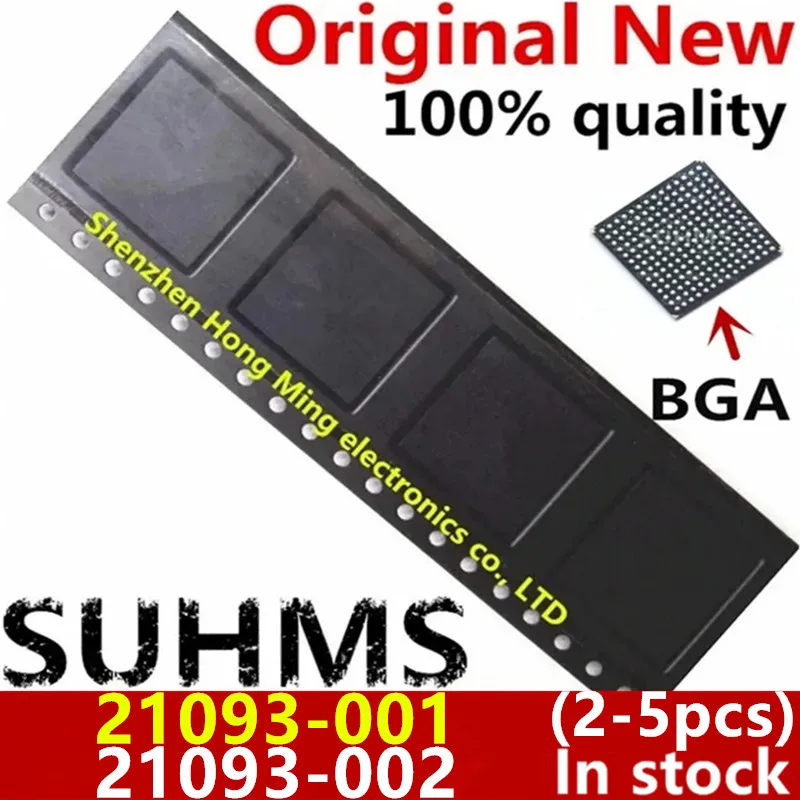 Vista superior del chipset BGA 21093-001/21093-002 mostrando la matriz de soldaduras