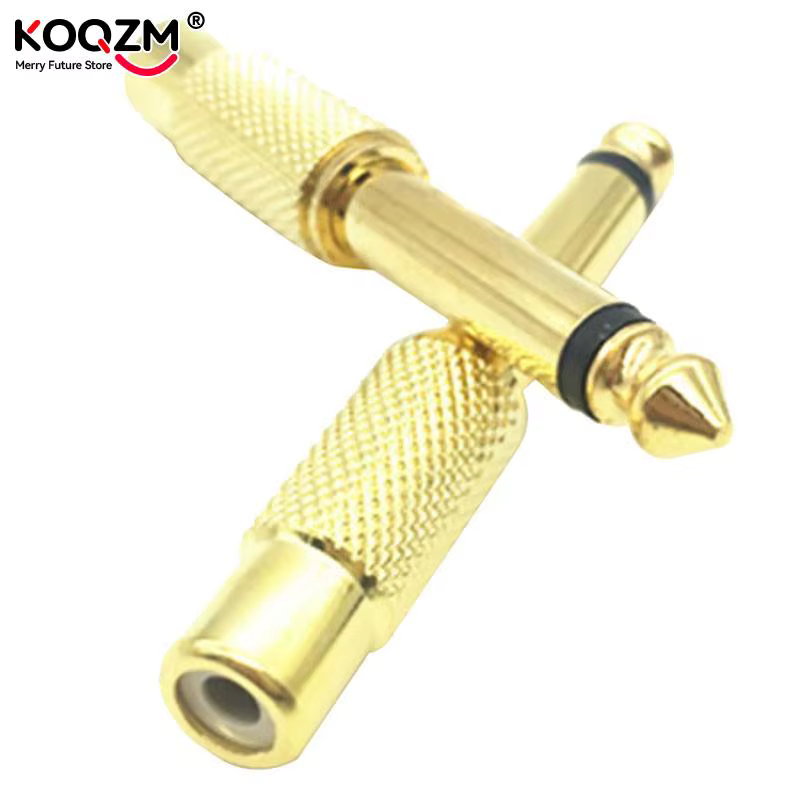 Adaptador Jack 6,35 mm Mono a RCA Hembra Chapado en Oro - imagen 3