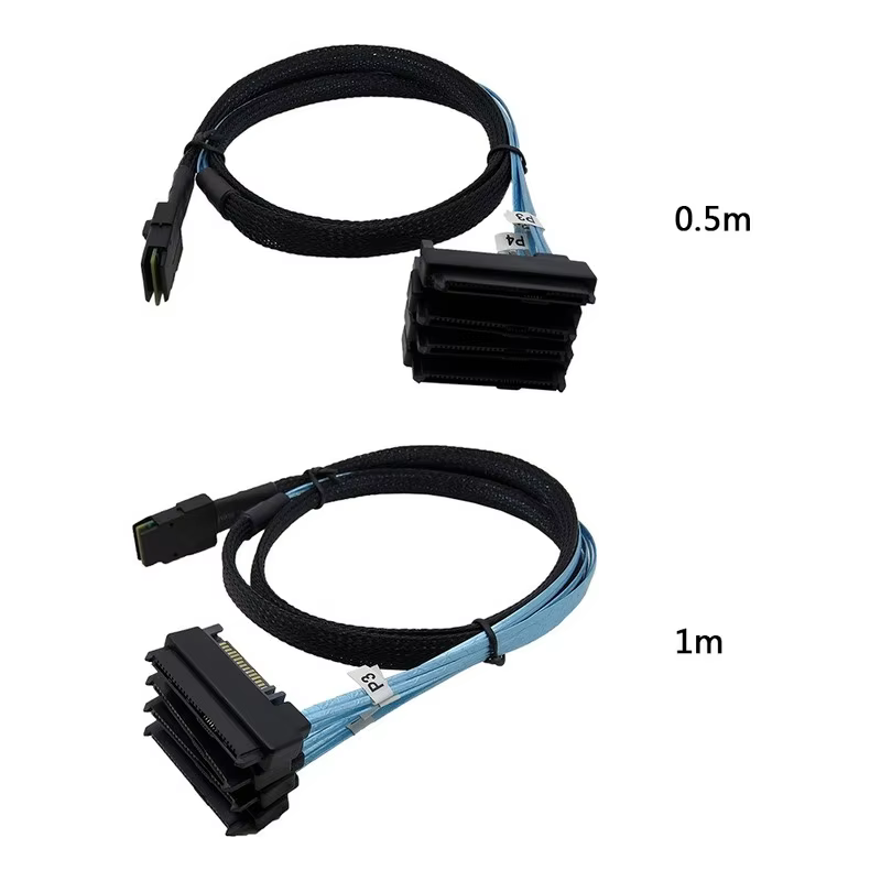 Cable Splitter SAS 4 Puertos SFF-8087 a SFF-8482 con Alimentación SATA - imagen 3