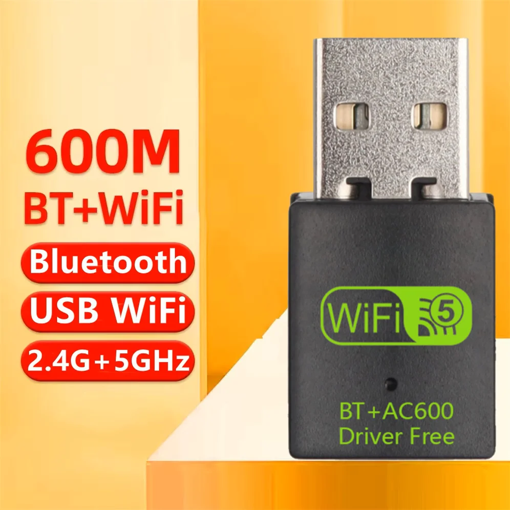 Adaptador USB WiFi Bluetooth 600Mbps