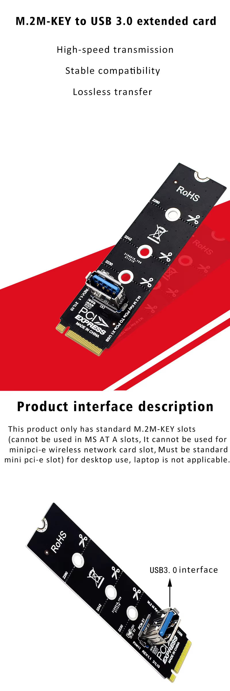 Adaptador NGFF M.2 a USB 3.0 SPEEDIER vista frontal