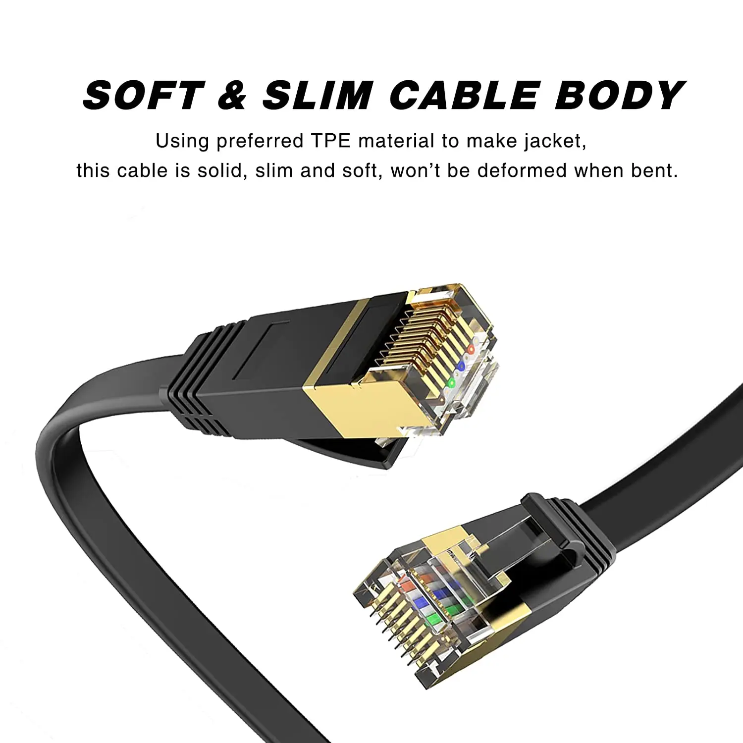Detalle del conector RJ45 chapado en oro