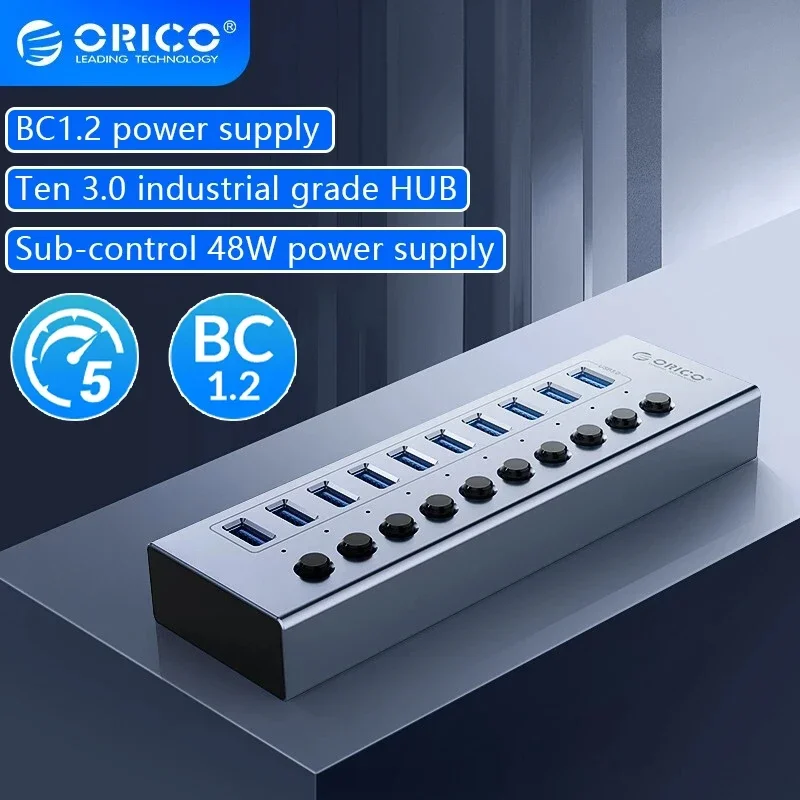 ORICO Hub USB 3.0 con interruptor y adaptador para portátil - imagen 4