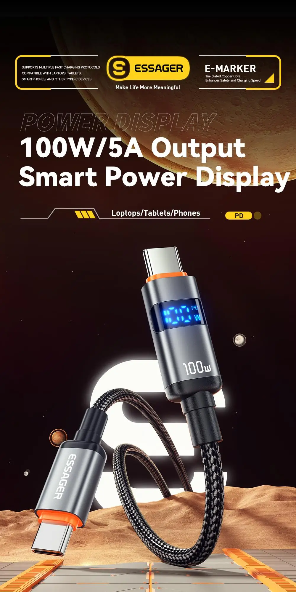 Cable USB-C Essager PD alta potencia
