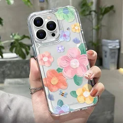 Funda Silicona iPhone 15 Pro Max – Flores Transparente Antigolpes