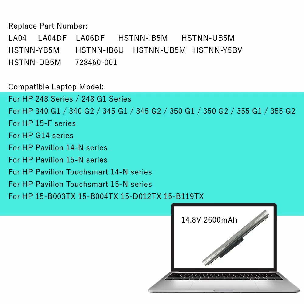 Batería para portátil HP serie 248/340/350 G1 - imagen 2