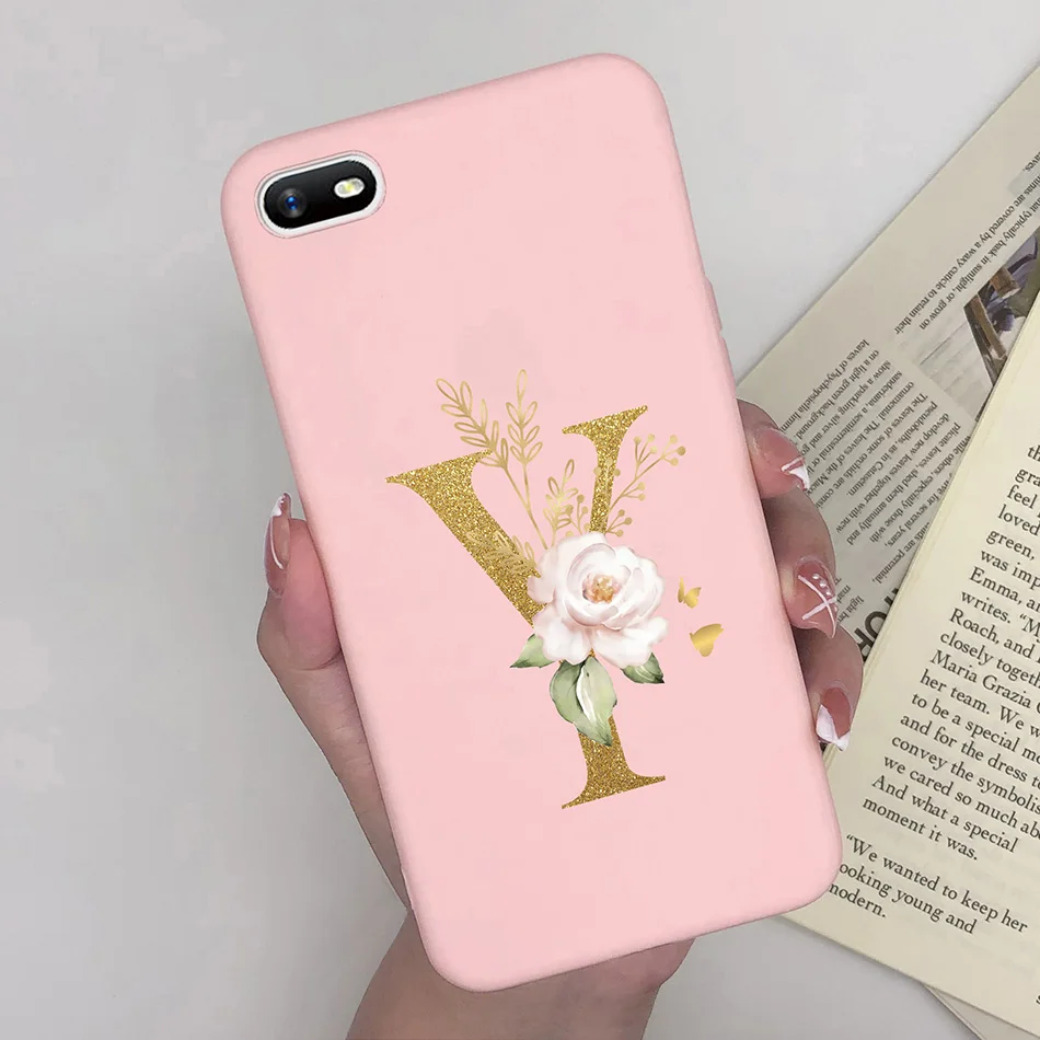 Funda de silicona OPPO A1K con diseño floral y letras - imagen 5