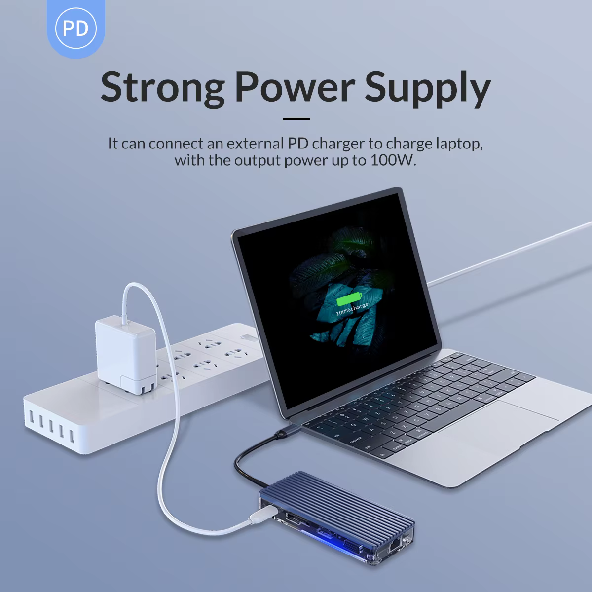 Detalle del puerto de carga USB-C 100W