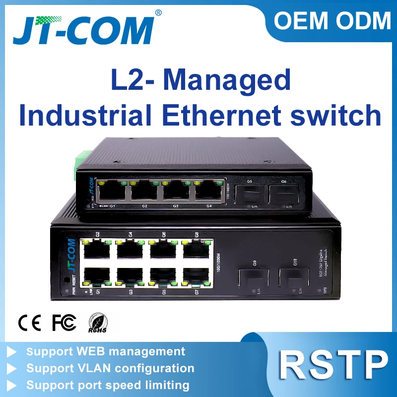 Conmutador Industrial Gestionado Gigabit con SFP y Enlace L2
