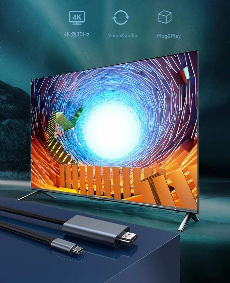 Cable USB-C a HDMI 4K – Convertidor Adaptador con Carga PD MacBook - imagen 2