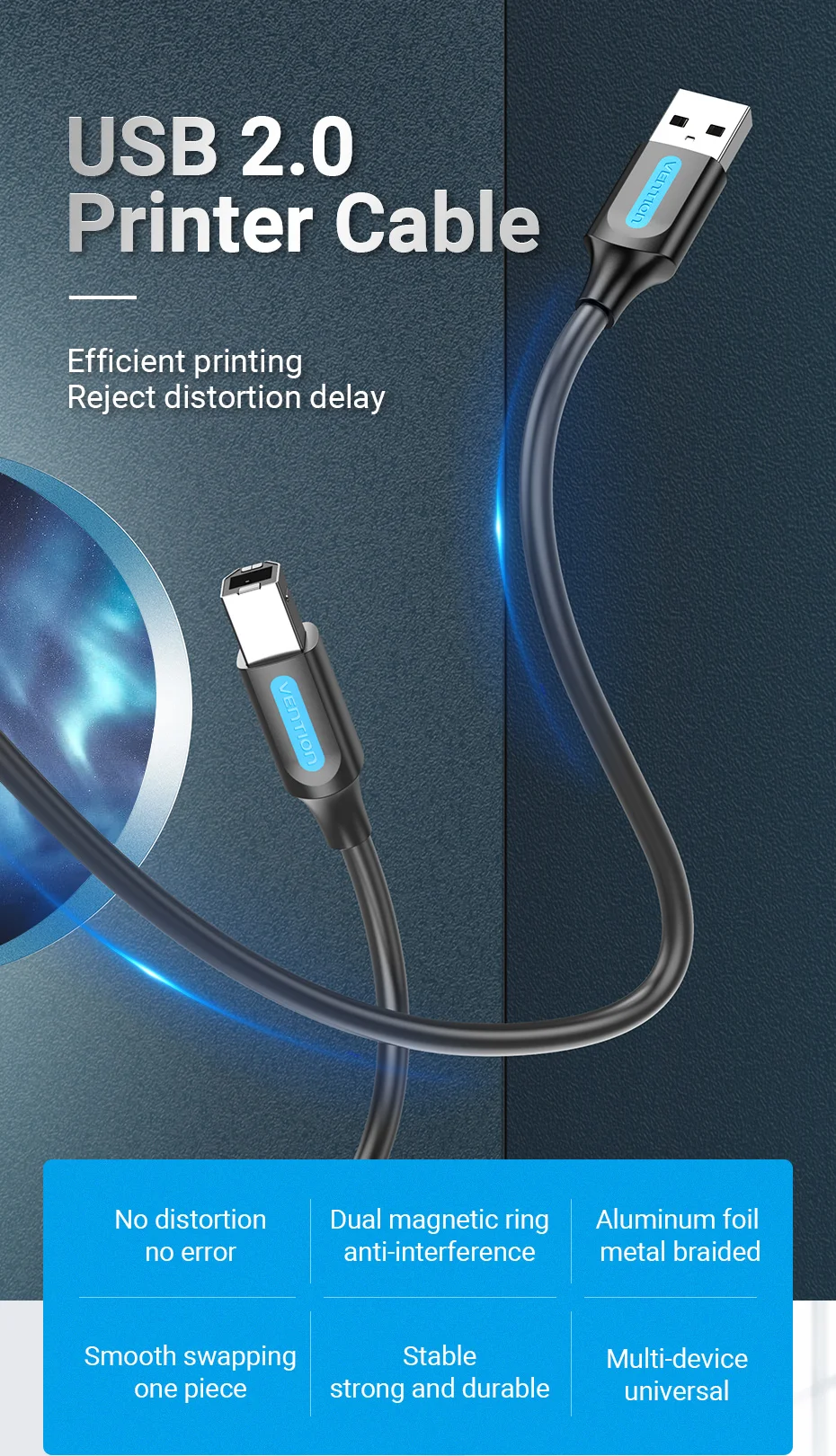 Conexión USB tipo A a B para impresoras