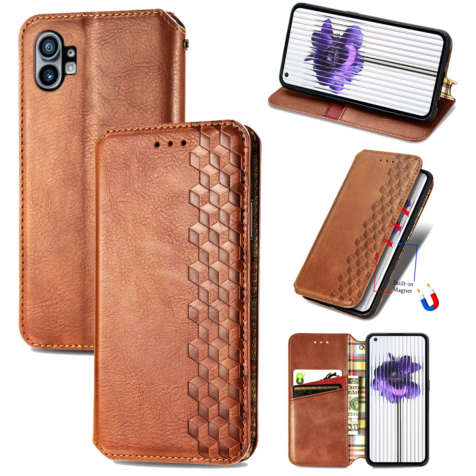 Funda tipo billetera vista frontal
