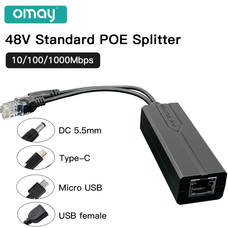 Divisor PoE USB-C para Cámaras IP Huawei Hikvision – Alimentación