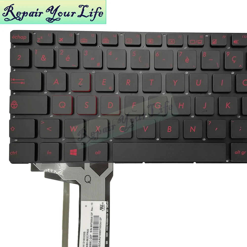 Teclado ASUS G551 N551 Retroiluminado Rojo – AZERTY ABNT2 - imagen 3