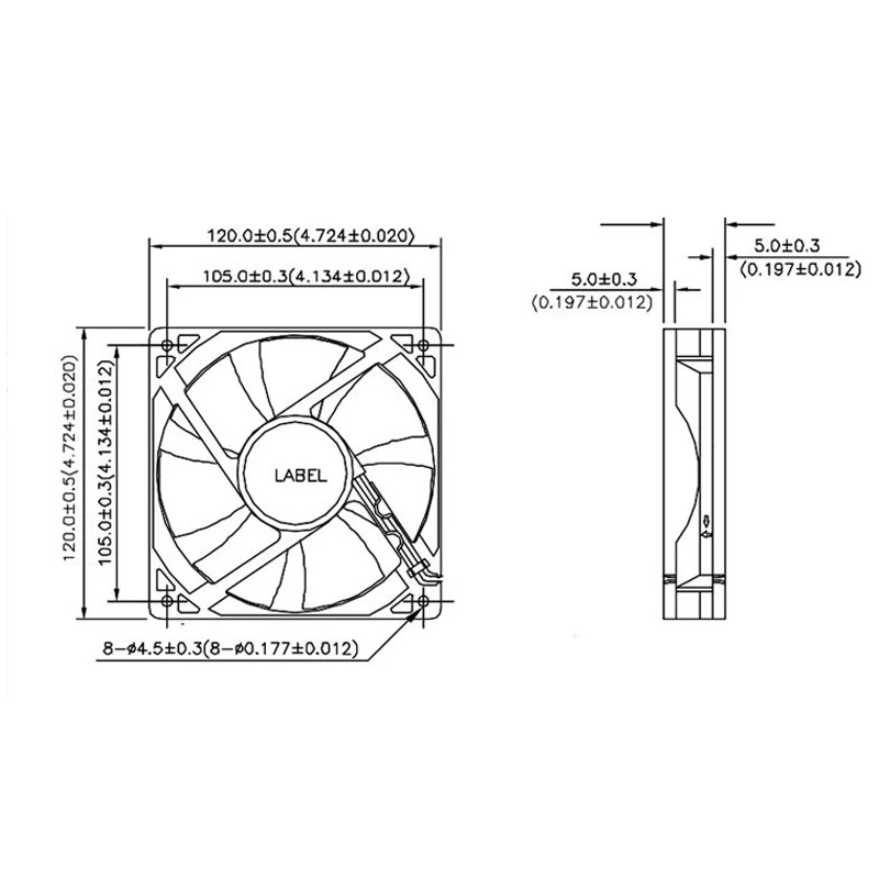 Ventilador ANCHAOPU de flujo axial 120 mm en vista general