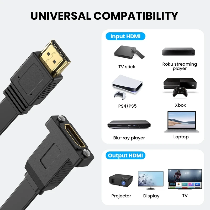 Cable prolongador HDMI macho-hembra 4K 60 Hz acodado para panel - imagen 5