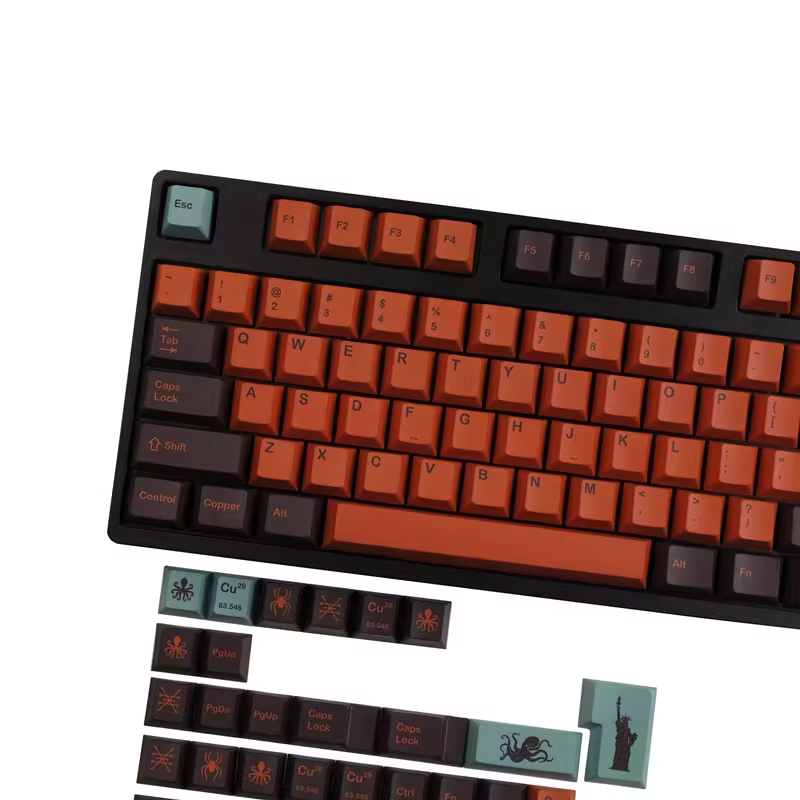 Teclas instaladas en un teclado GH60 mostrando la alineación de tamaños