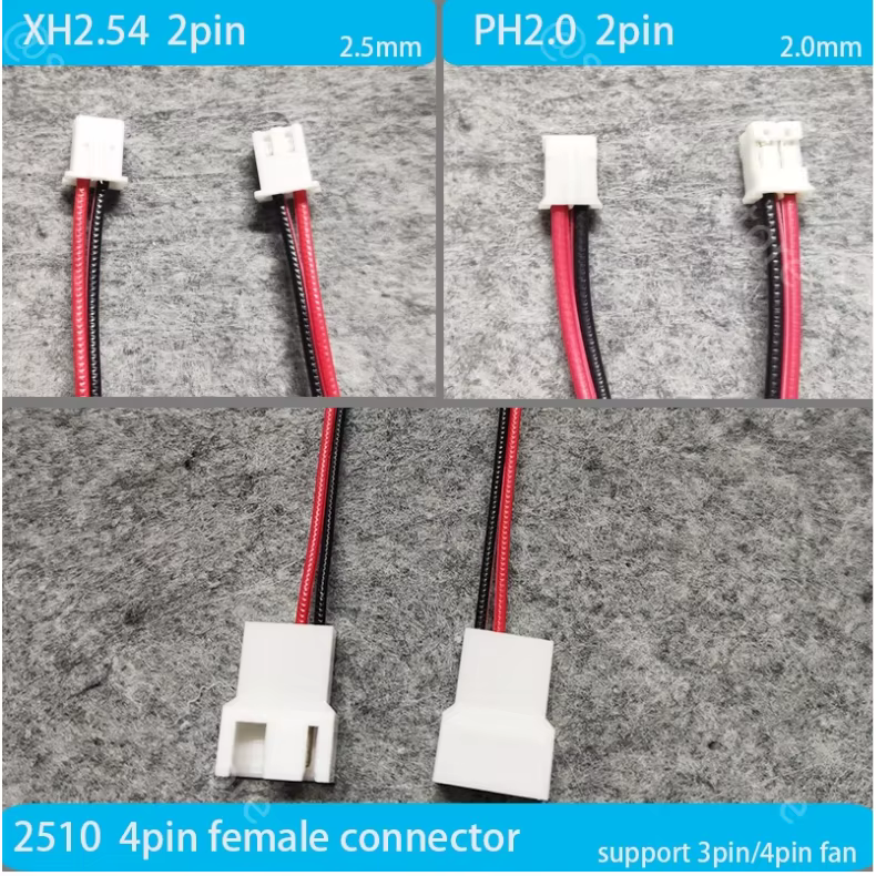 Detalle de los conectores del adaptador para ventilador