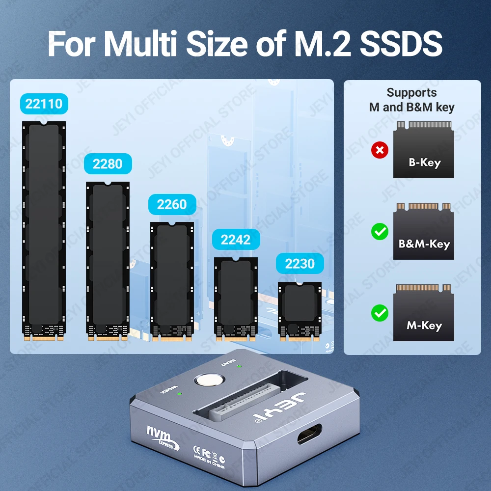 Estación Acoplamiento JEYI M.2 NVMe/SATA USB-C 10Gbps - imagen 5