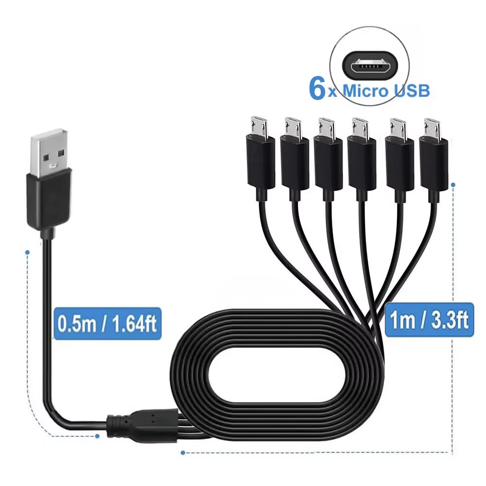 Cables divisor Micro USB apilados
