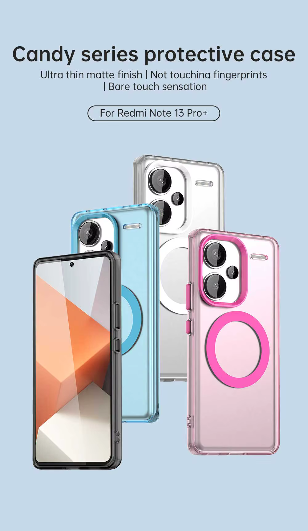 Funda Youthsay con acabado translúcido mate para Redmi Note 13 Pro Plus 5G