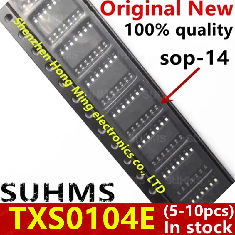 Chipset TXS0104E visto desde arriba, formato SOP-14
