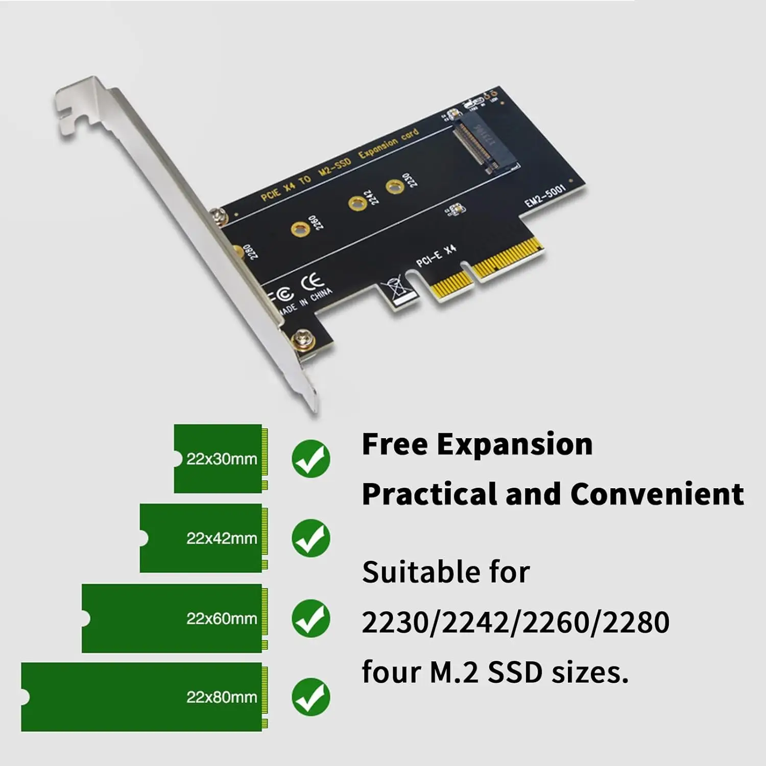 Adaptador M.2 NVMe a PCIe B/M para SSD