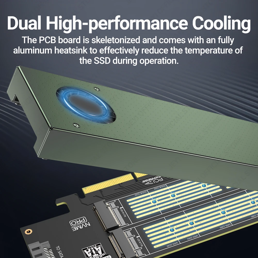 JEYI SK9 Adaptador M.2 NVMe a PCIe 4.0 con Ventilador Turbo - imagen 4