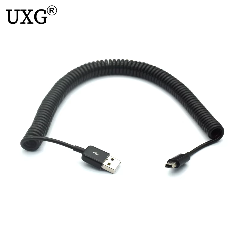 Cable USB 2.0 Mini USB 5 pines en espiral carga y datos - imagen 4