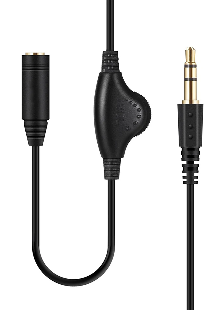 Cable de extensión de audio de 3,5 mm con control de volumen