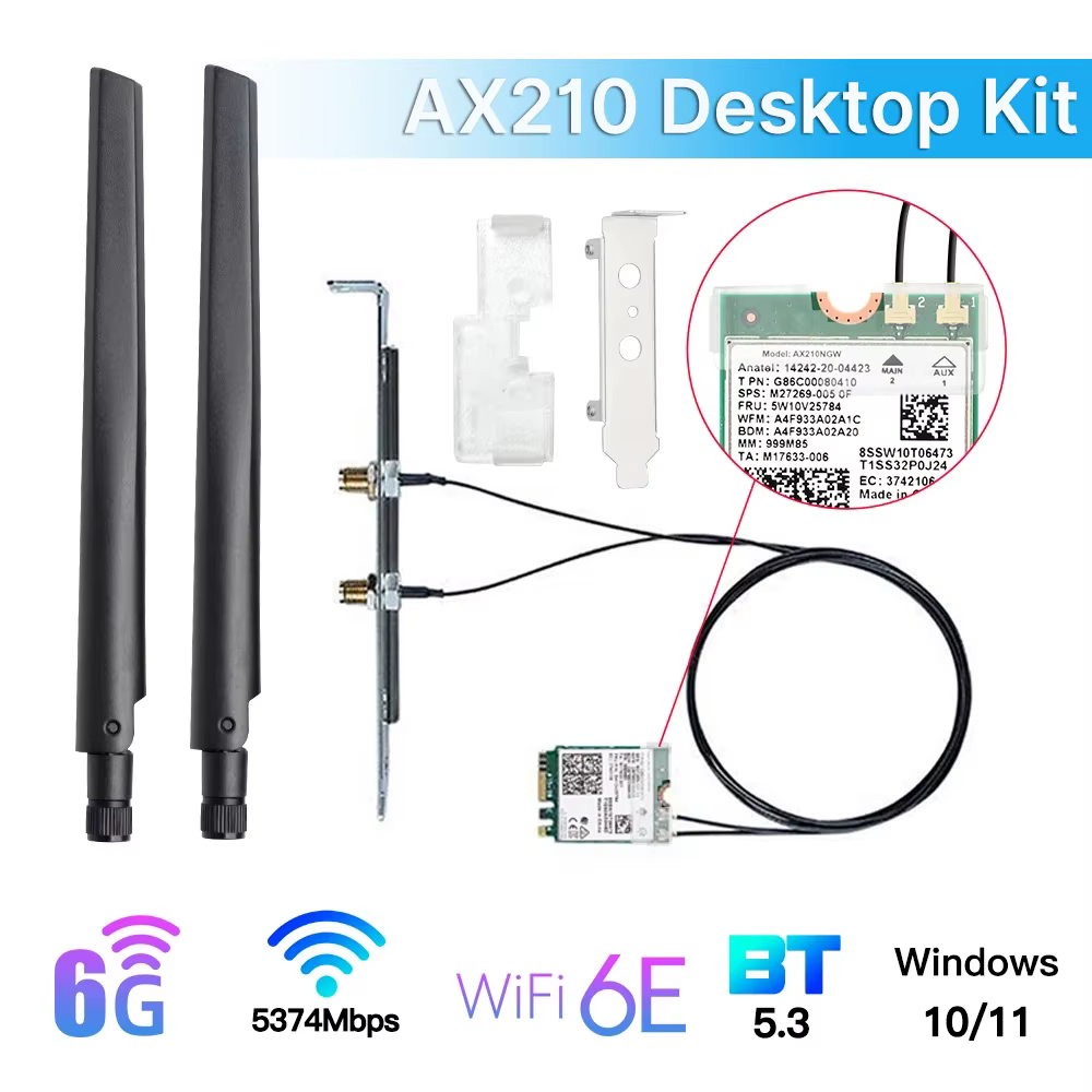 Placa AX210 con antenas externas incluidas