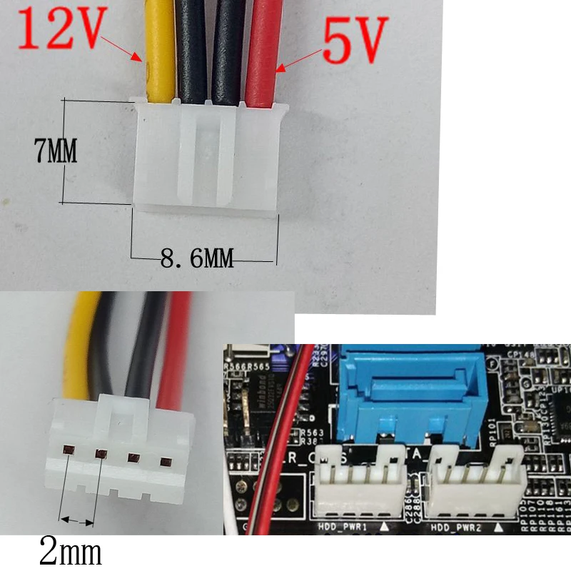 Detalle del conector 4 pines macho