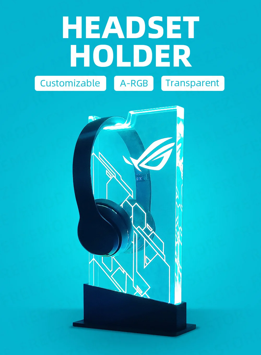Soporte de auriculares gaming transparente con iluminación RGB