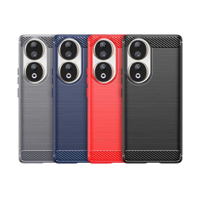 Funda trasera a prueba de golpes para Honor 90 mostrando detalle de la textura de fibra de carbono