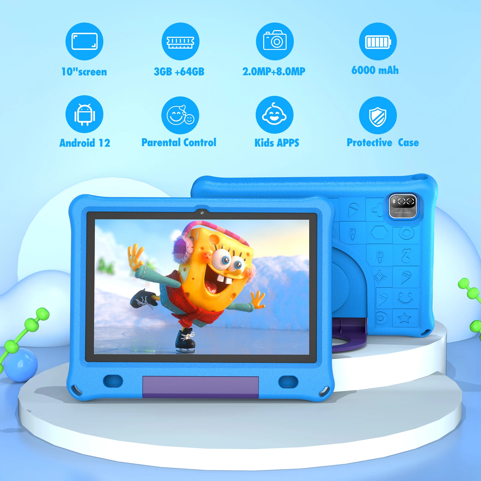 Pritom tableta niños con funda EVA azul