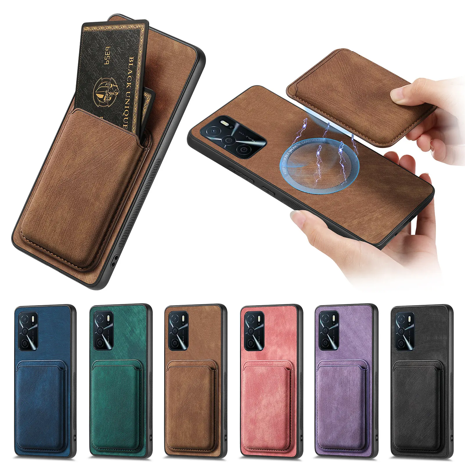Funda de cuero vintage con compartimento para tarjetas