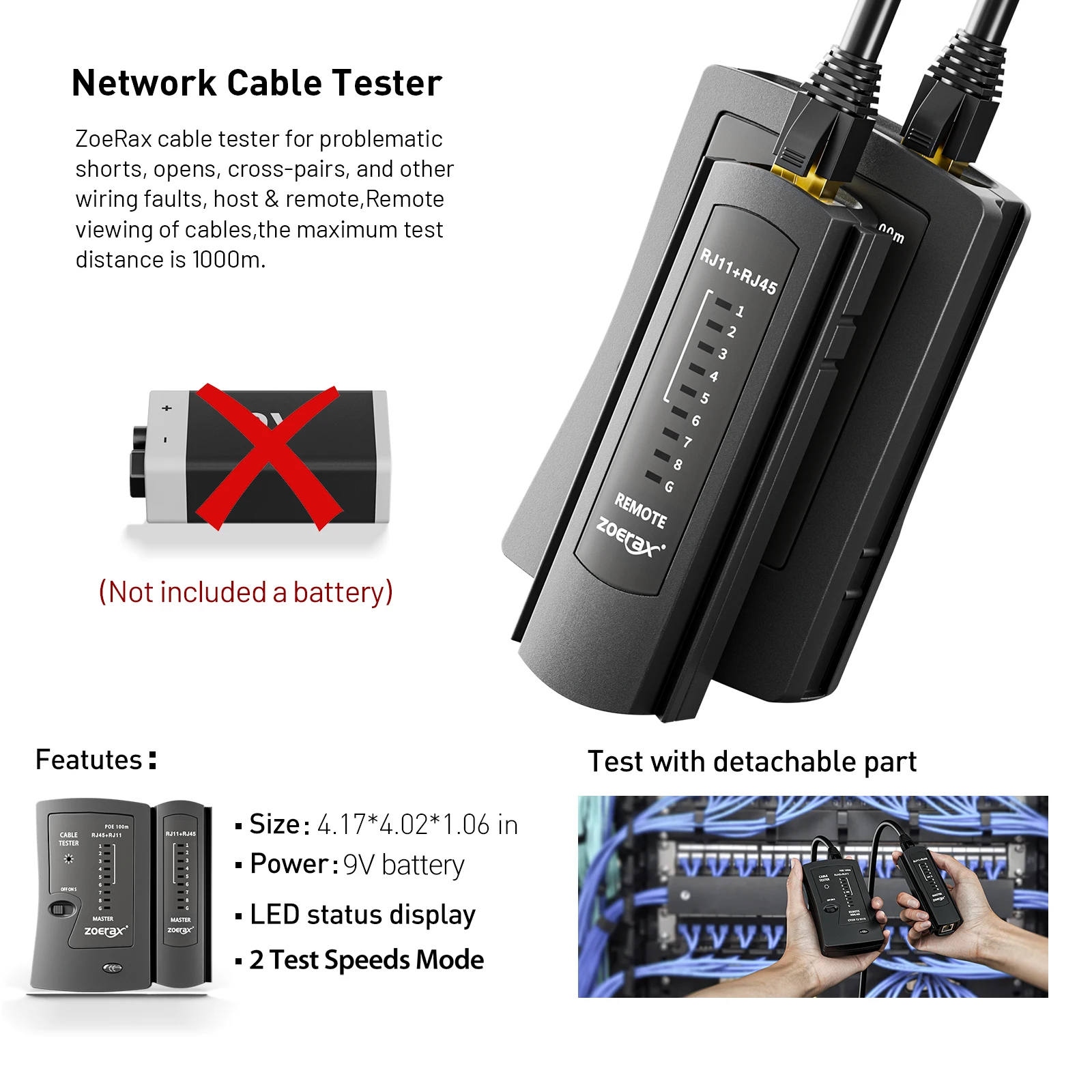 Probador de cable en uso